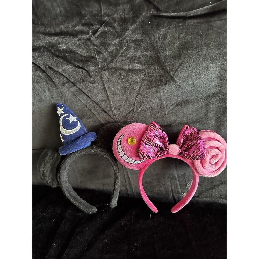 2 Disney Parks Rare Headbands/Ears Alice In Wonderland & Sorcerer